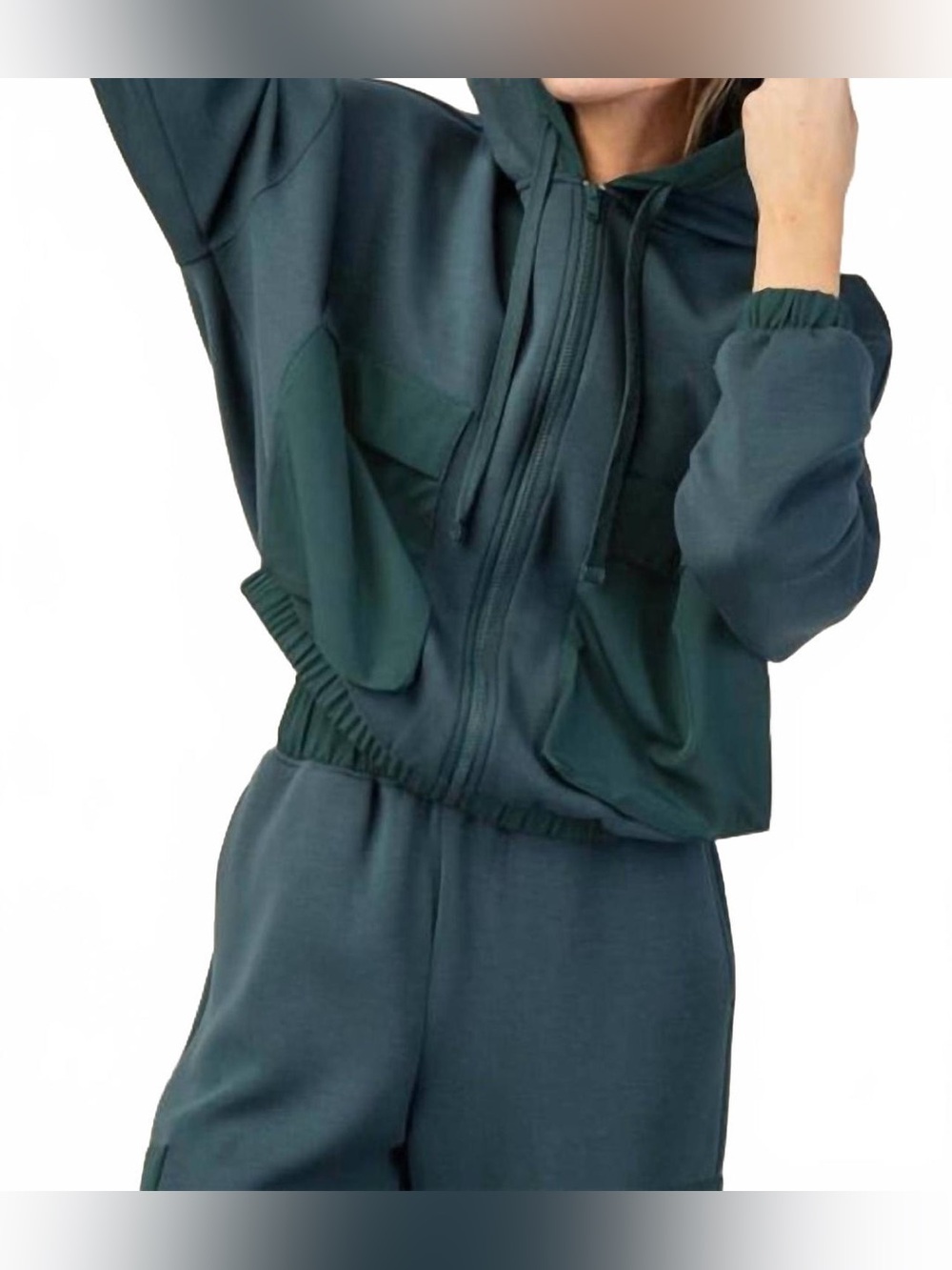 Rae Mode Scuba Dark Green Hooded Zip Hoodie